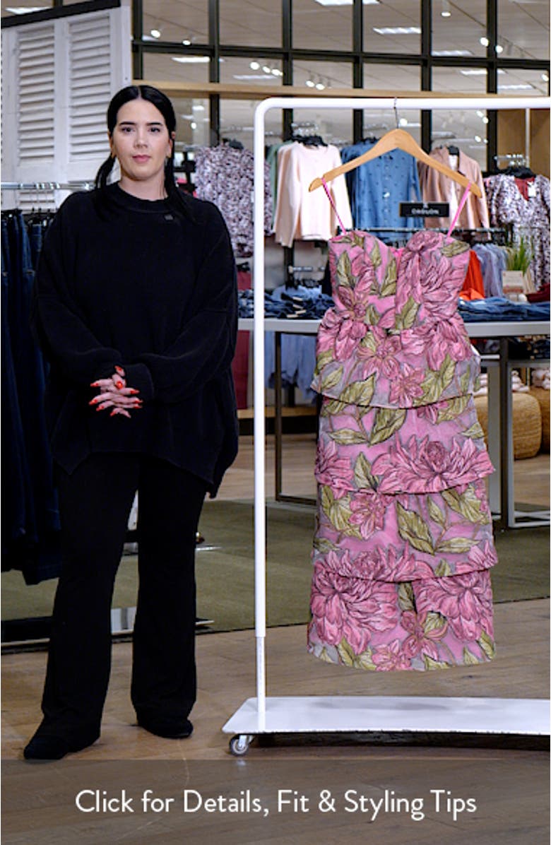 Savannah Floral Strapless Tiered Gown, sales video thumbnail