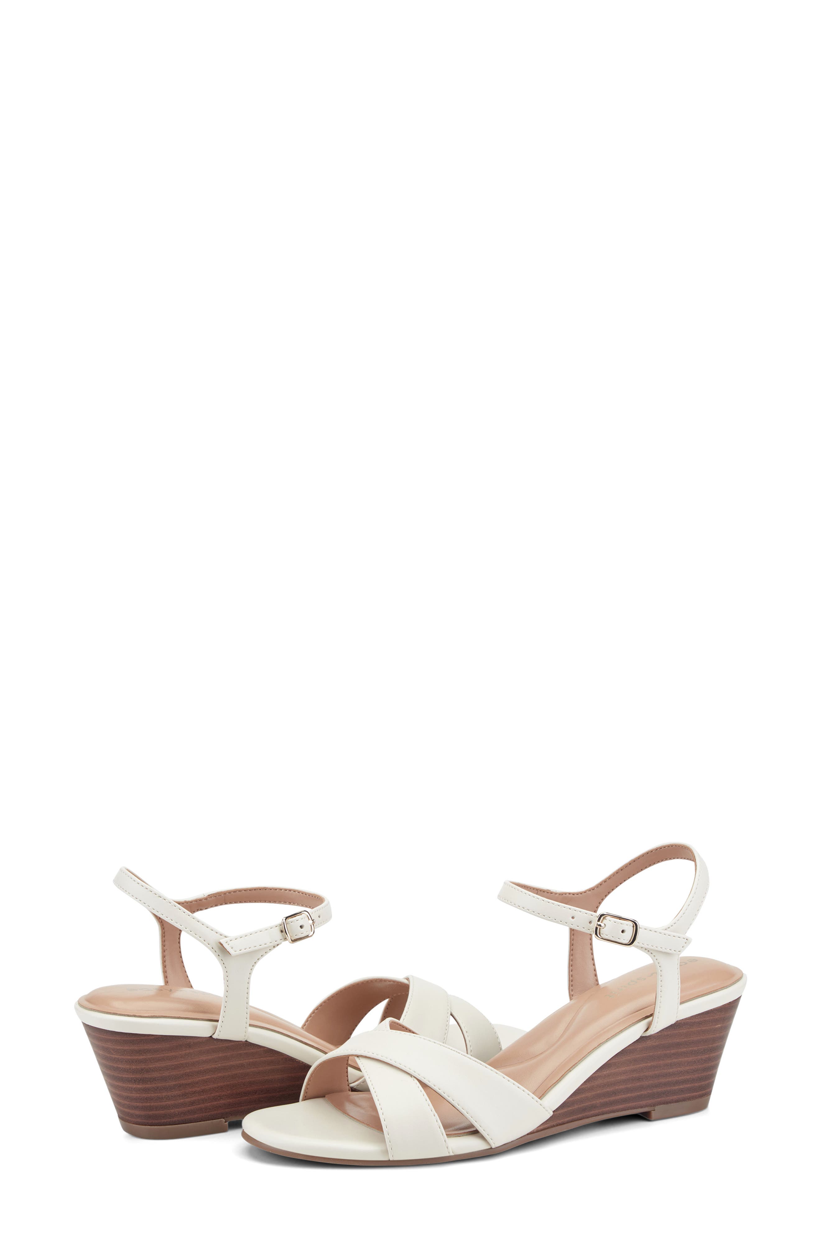 Easy Spirit Noya Wedge Sandal, Alternate, color, Ivory