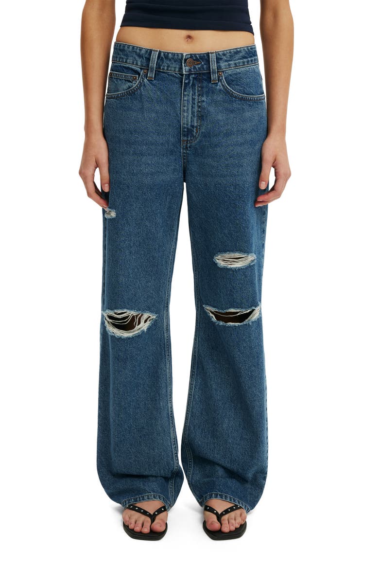 '91 Ripped Straight Leg Jeans, Main, color, HARBOUR BLUE RIP
