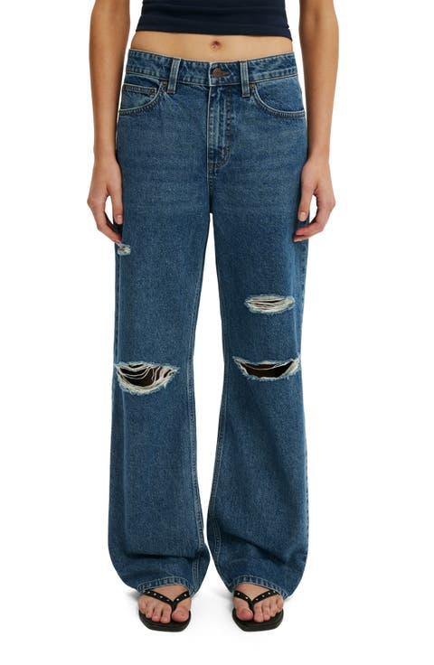 91 High Waist Straight Leg Jeans (Harbour Blue Rip)