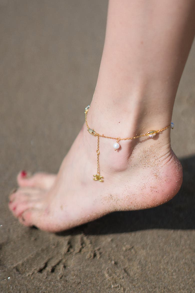 Lucia Shell Whisper Anklet, Alternate, color, Gold