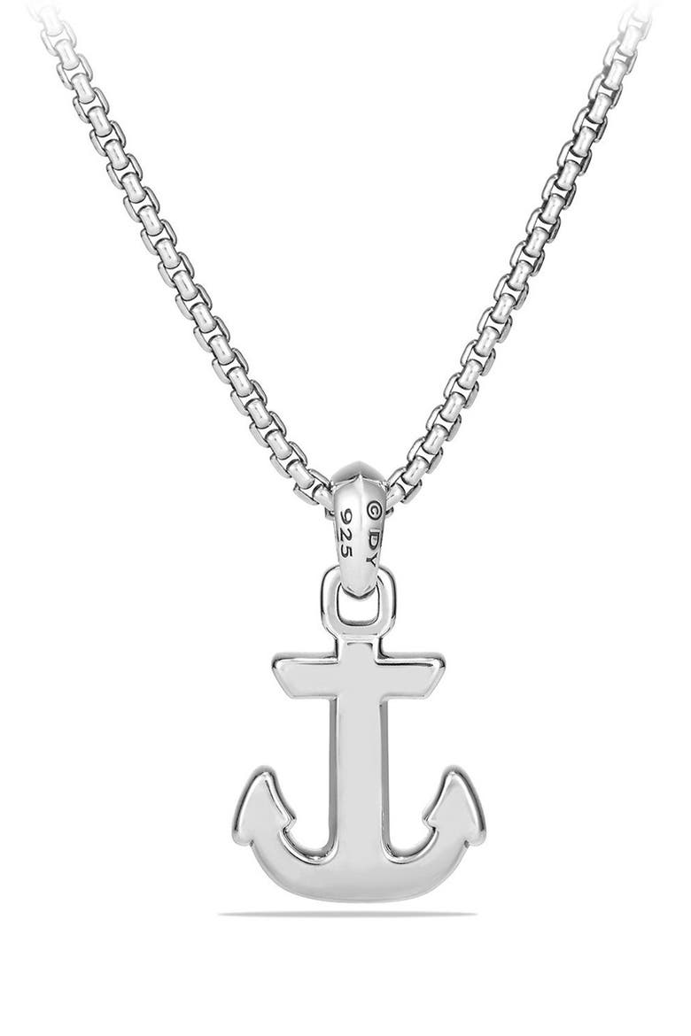 Maritime Anchor Amulet, Alternate, color, SILVER/ BLACK DIAMOND