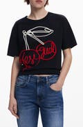 Desigual Cherry Rope Embellished Cotton Graphic T-Shirt