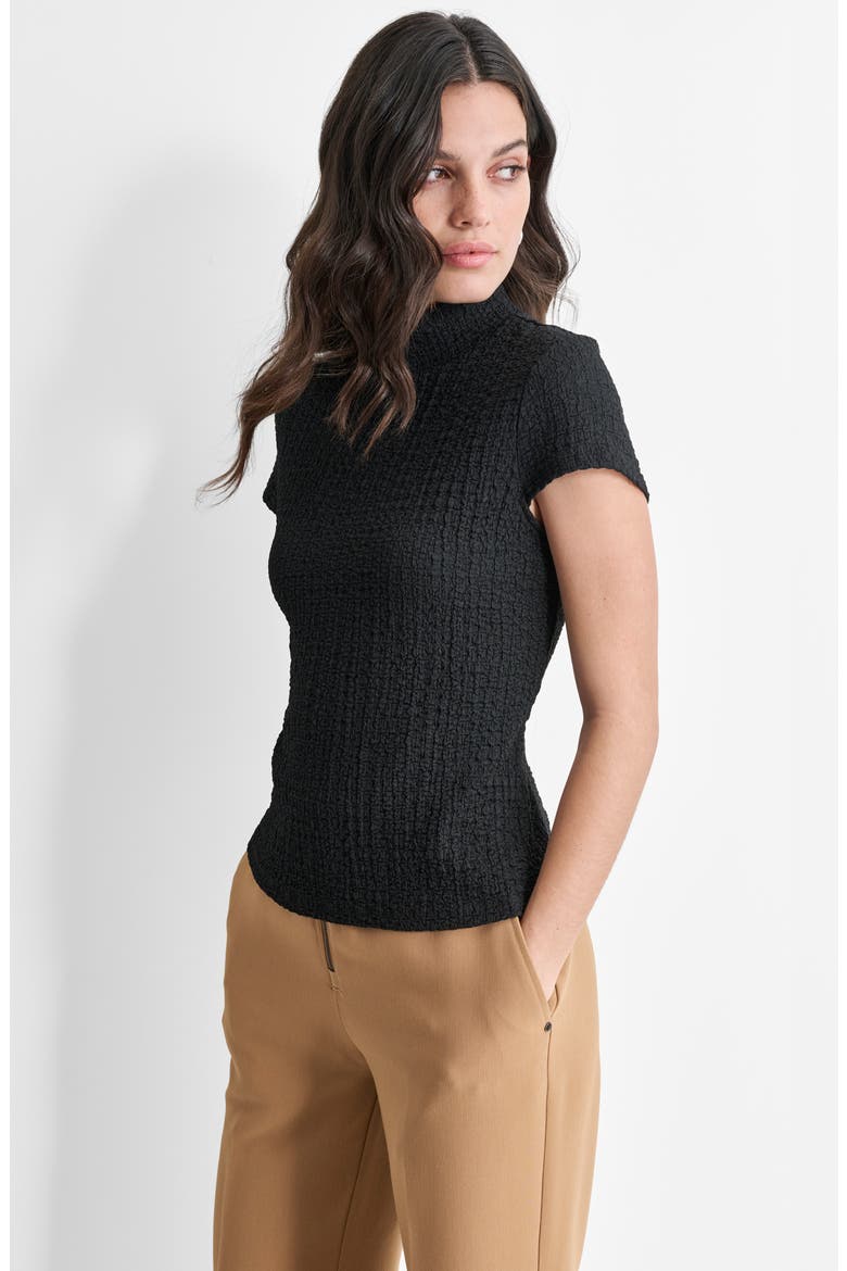 Pucker Knit Top, Alternate, color, BLACK