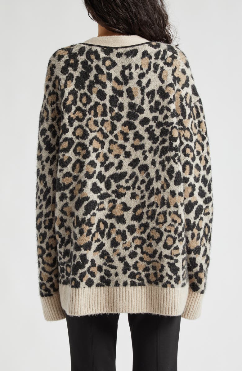ATM Anthony Thomas Melillo Leopard Jacquard Cardigan, Alternate, color, 