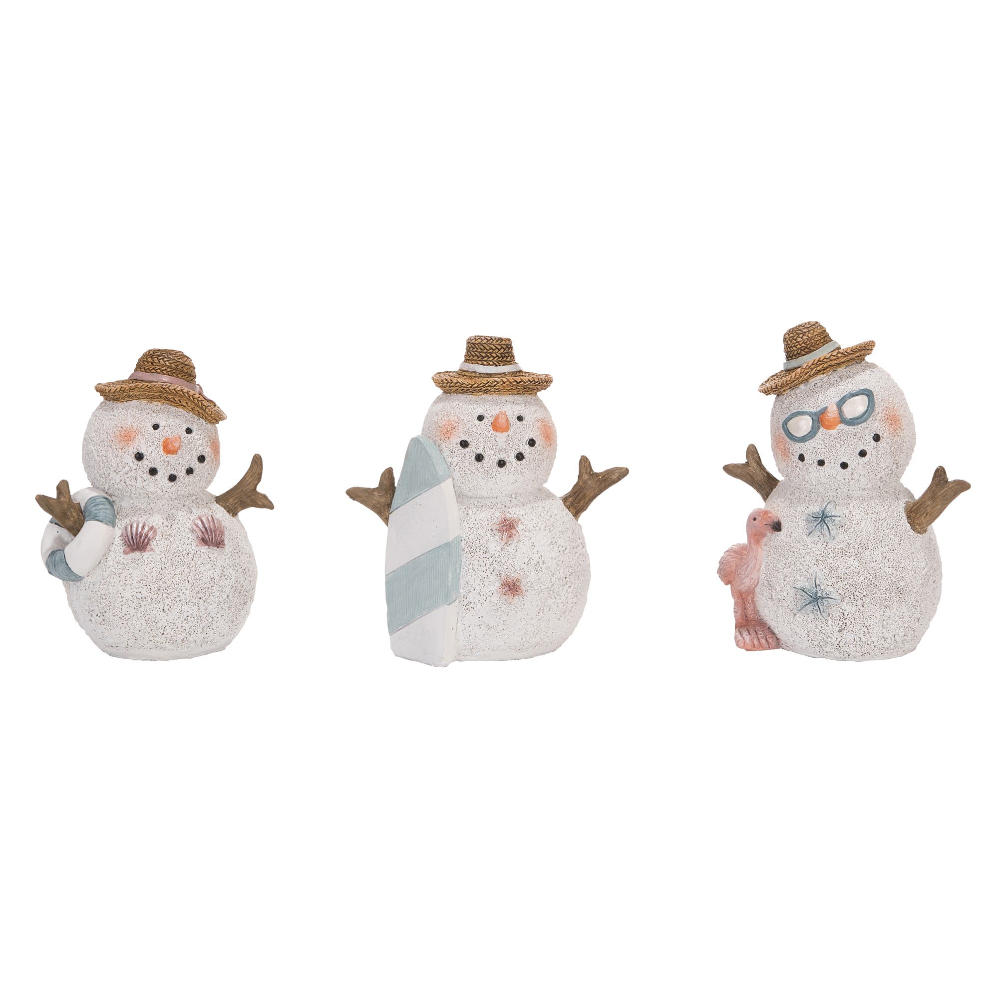 Transpac Resin Shell Sandman Figurine Set Of 3 For Festive Decor In White