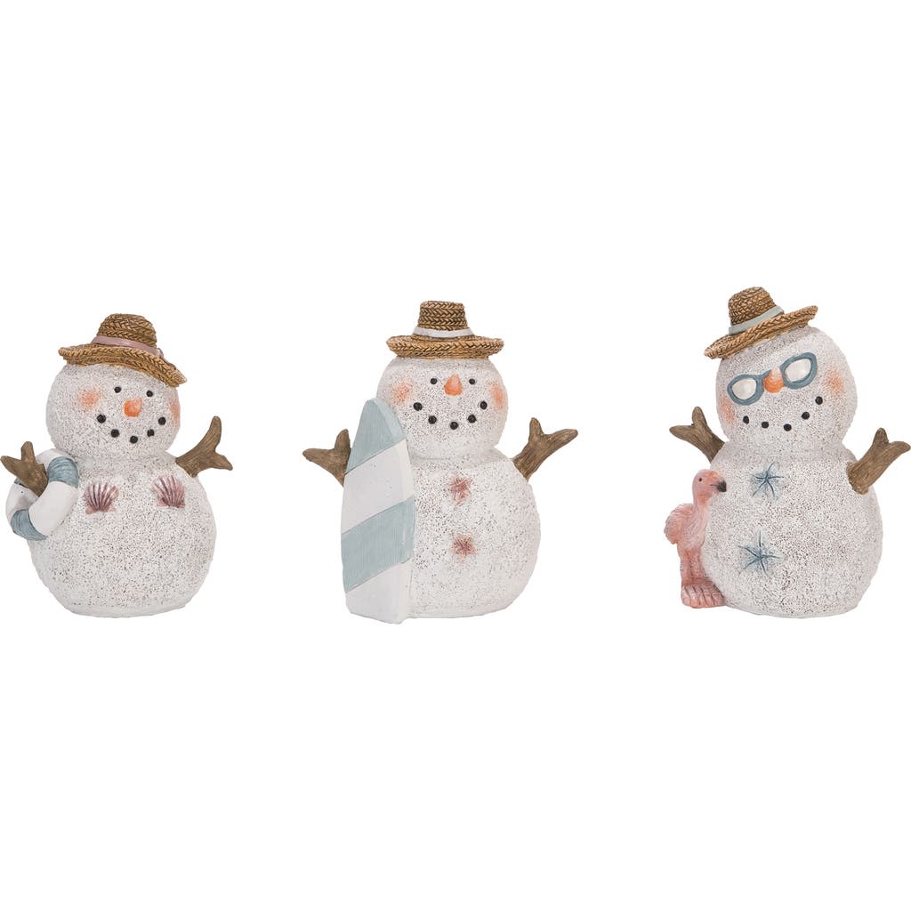 Transpac Resin Shell Sandman Figurine Set Of 3 For Festive Decor In White