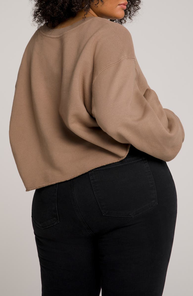 Good American Cropped & Cool French Terry Sweatshirt, Alternate, color,