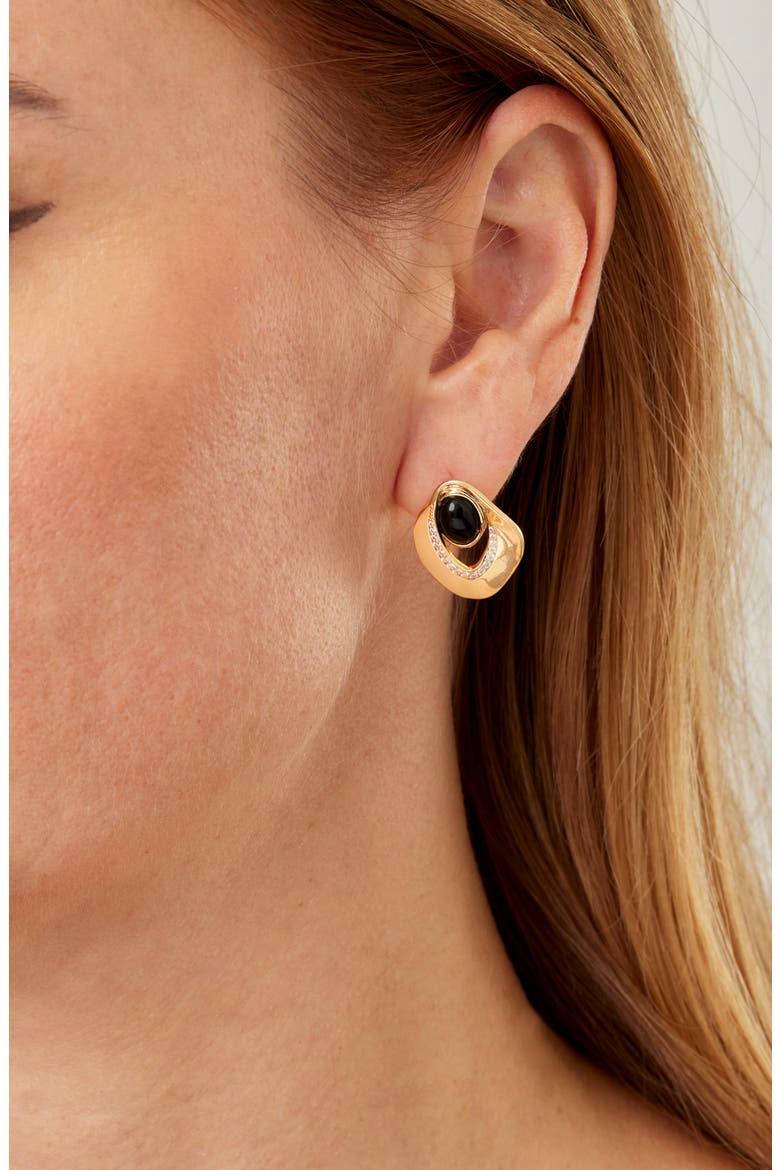 Geometric Onyx Stud Earrings, Alternate, color, YELLOW