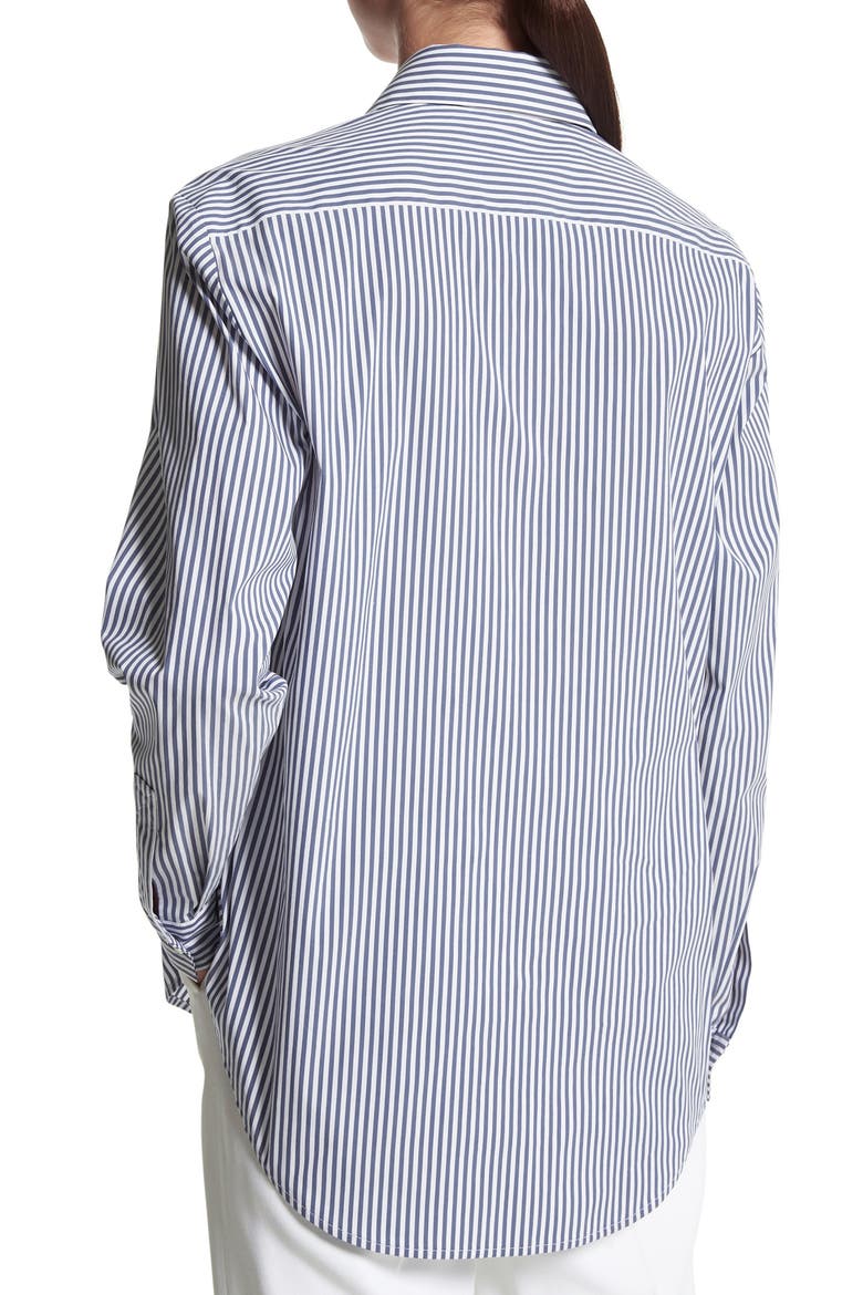 Stripe Side Button Cotton Blend Shirt, Alternate, color, 416 NAVY/OPTIC WHITE CLASSIC