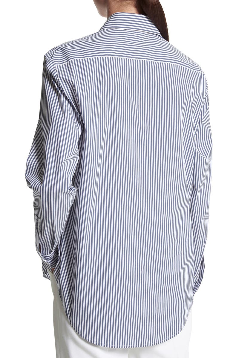 Michael Kors Collection Stripe Side Button Cotton Blend Shirt, Alternate, color,