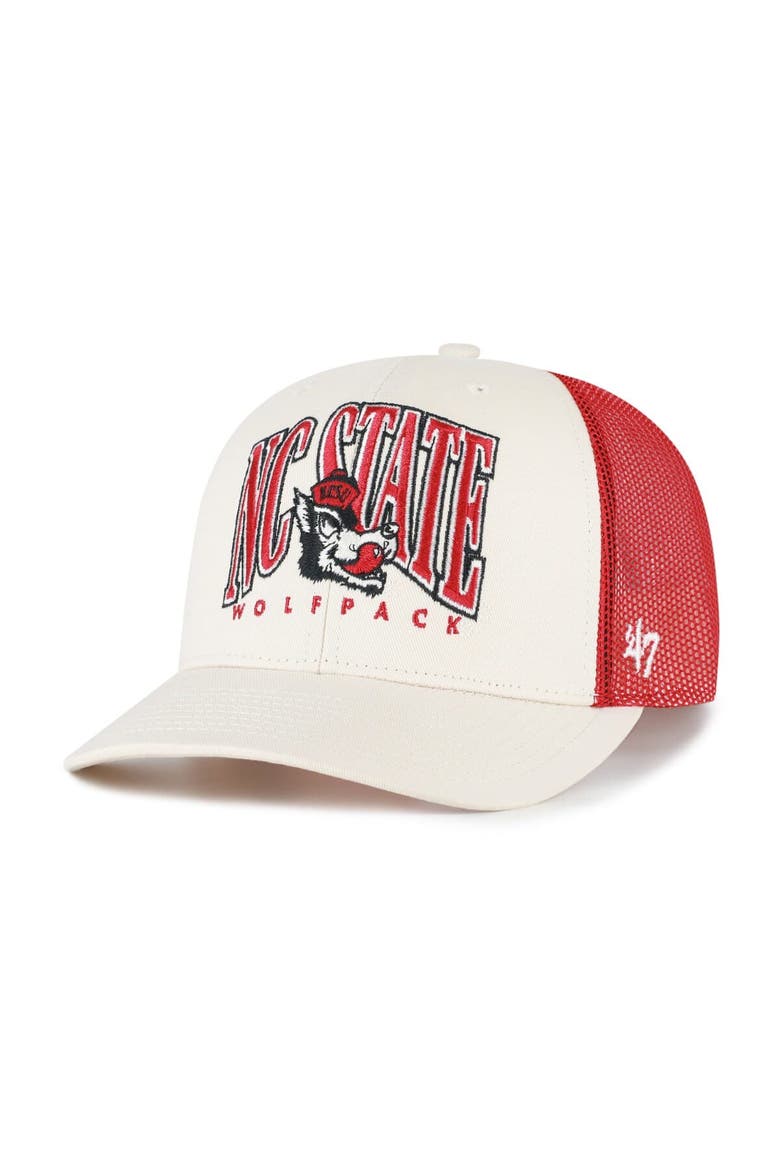 Men's '47  Natural NC State Wolfpack Drawbridge Trucker Adjustable Hat, Main, color, Natural