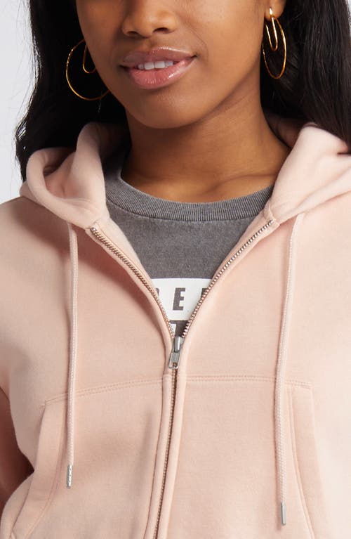 Bp. Crop Cotton Blend Zip-up Hoodie In Pink Rosecloud