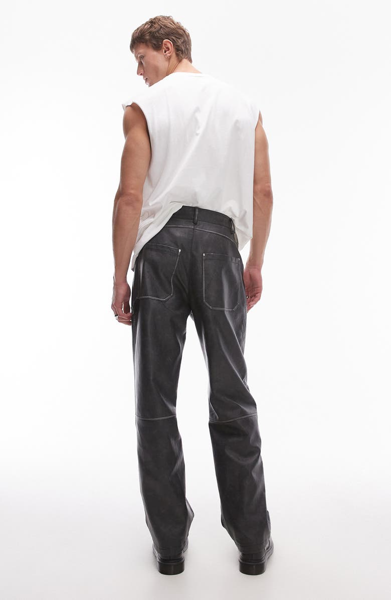 Topman Distressed Imitation Leather 5-Pocket Pants, Alternate, color, 