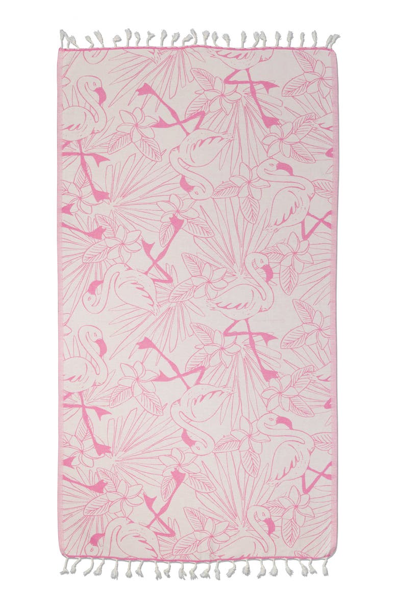 Tropical Flamingo Organic Turkish Towel, Alternate, color, Pink