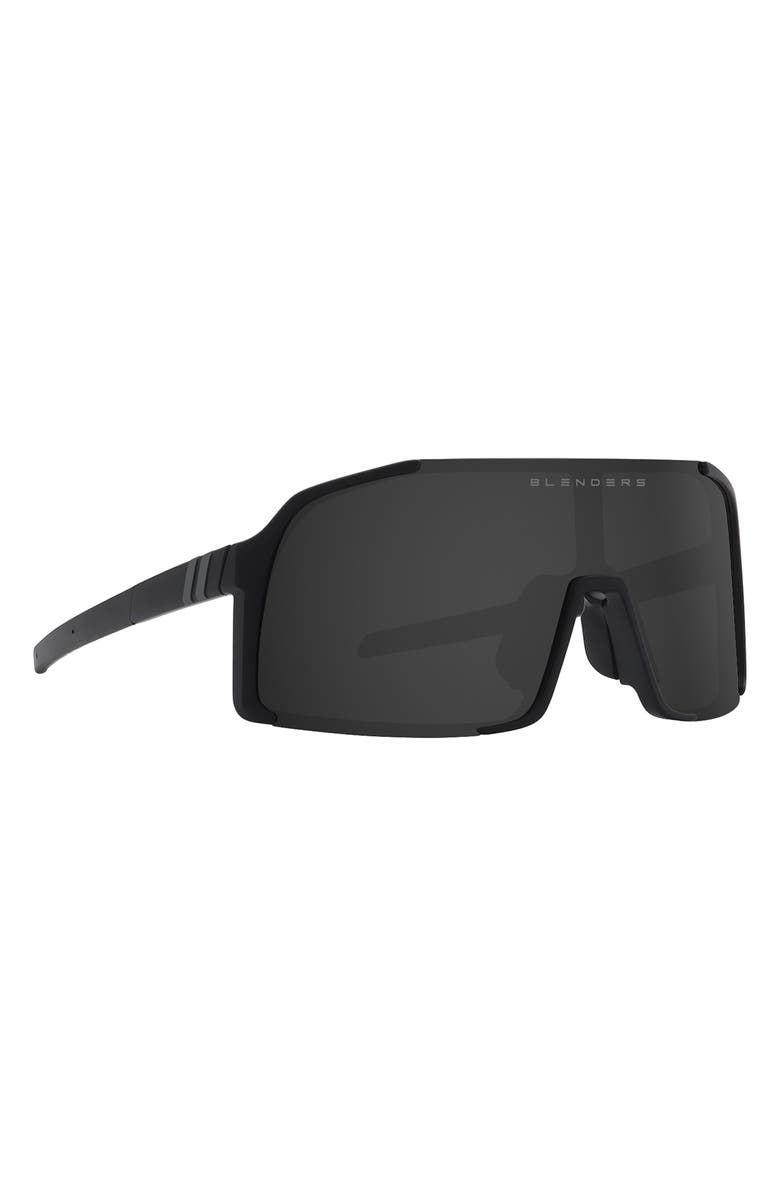 Blenders Eyewear Exposé 132mm Polarized Semi Rimless Shield Sunglasses, Alternate, color, Dark Bloom