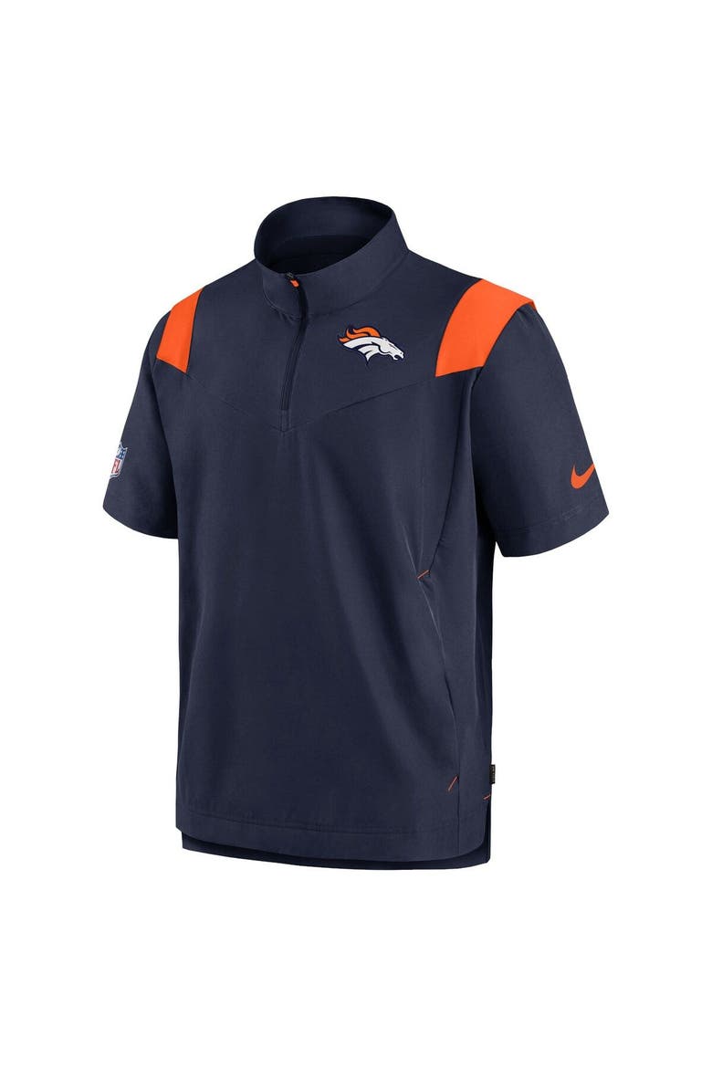 Men's Nike Navy Denver Broncos Sideline Coaches Chevron Lockup Pullover Top, Alternate, color, Navy