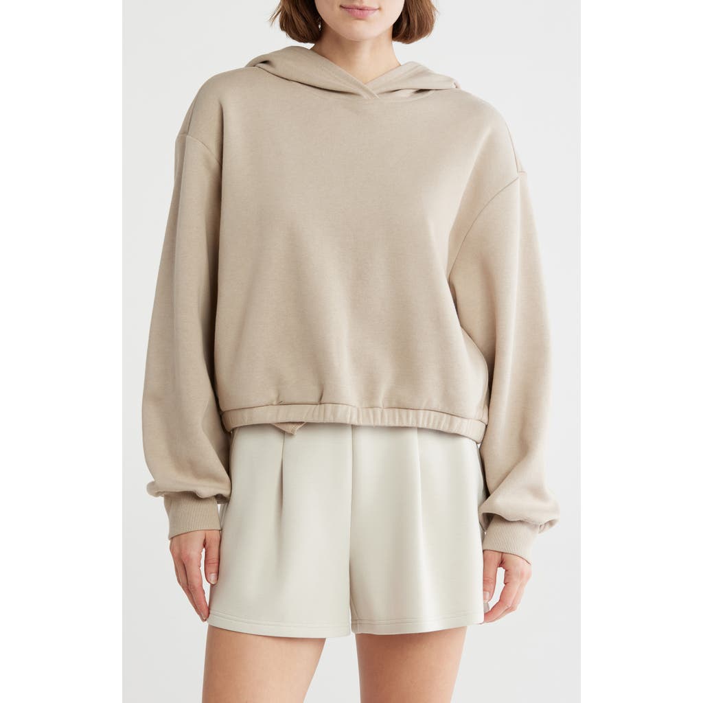 Z By Zella Feather Fleece Cinch Hem Pullover Hoodie In Brown