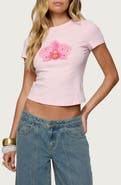 EDIKTED Orchid Gemstone Crop T-Shirt