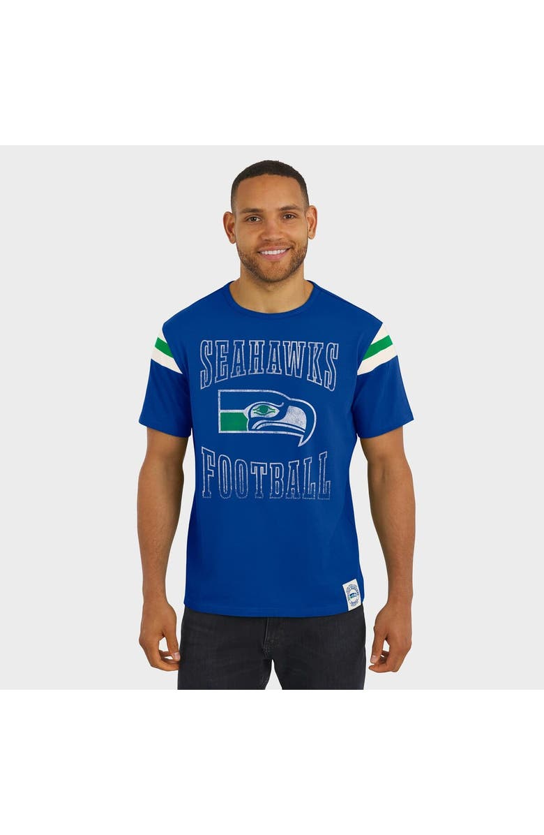 Darius Rucker Collection by Fanatics Men's Darius Rucker Collection by Fanatics Royal Seattle Seahawks Distressed Throwback Shoulder Stripe T-Shirt, Alternate, color, Royal