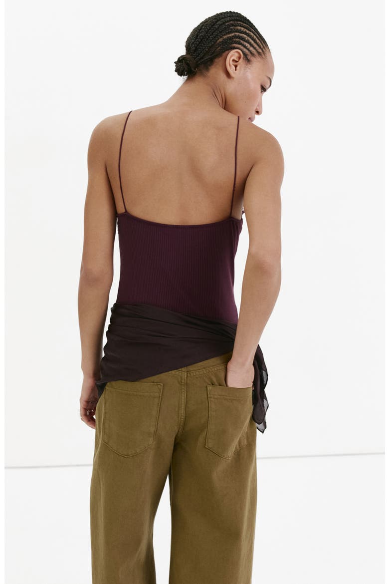Lace Rib Camisole Bodysuit, Alternate, color, PLUM