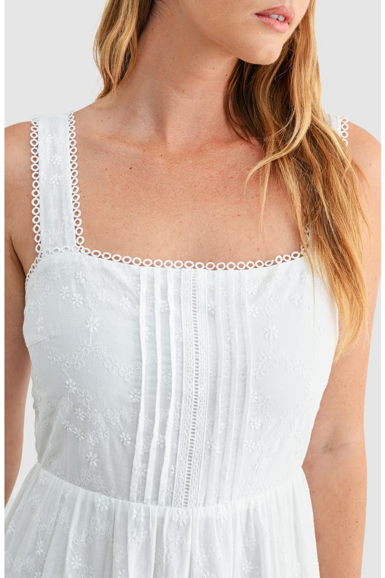 Embroidered Cotton Fit & Flare Midi Sundress, Alternate, color, WHITE