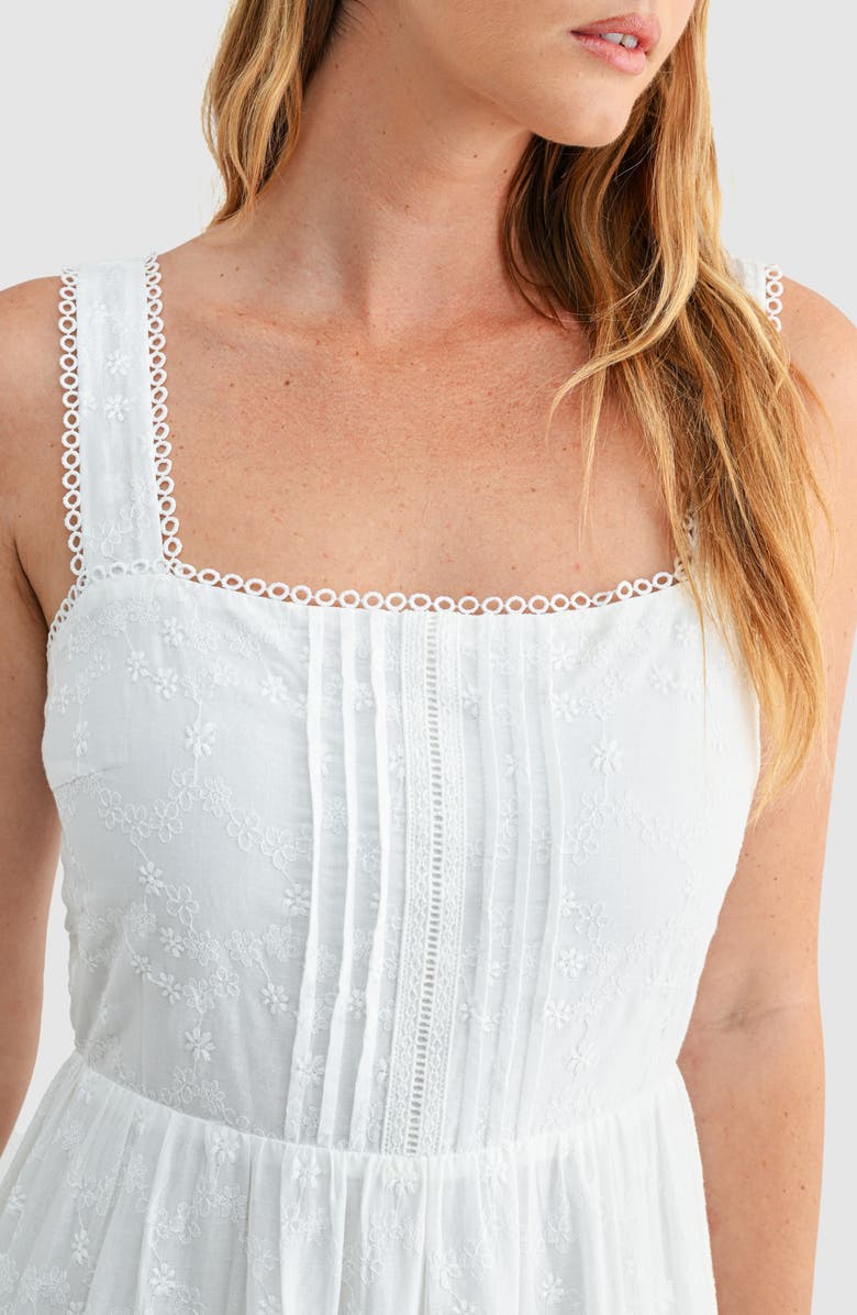 Mila Mae Embroidered Cotton Fit & Flare Midi Sundress, Alternate, color, White