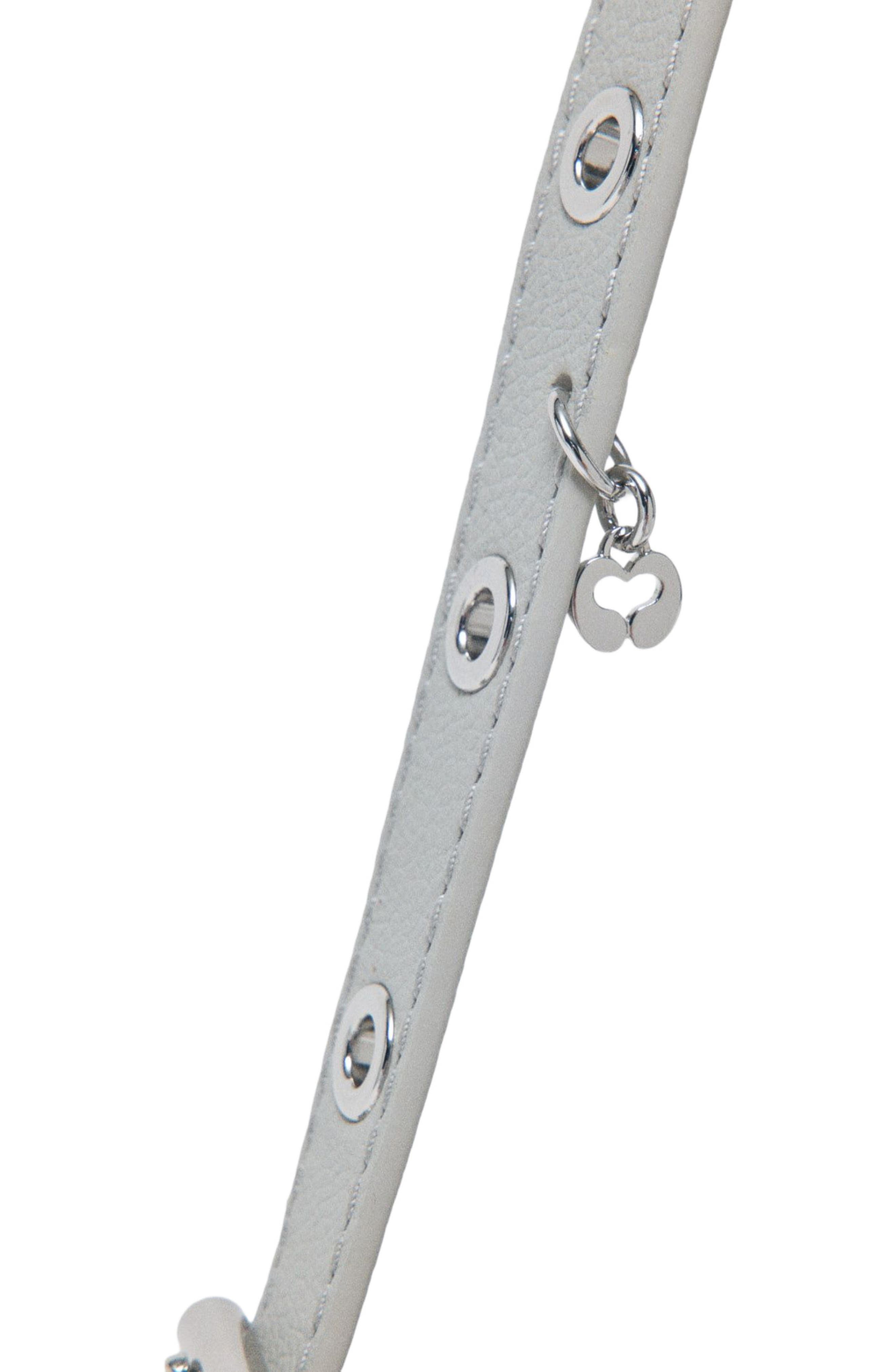 maje Miss M micro grained leather bag, Alternate, color, Light Grey