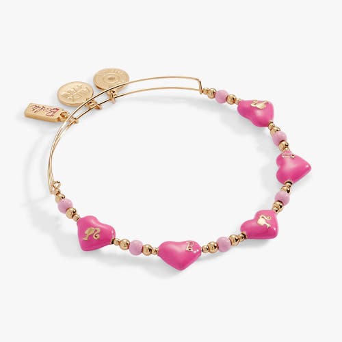 Alex And Ani Barbie Logo Heart Beaded Bangle Bracelet In Pink