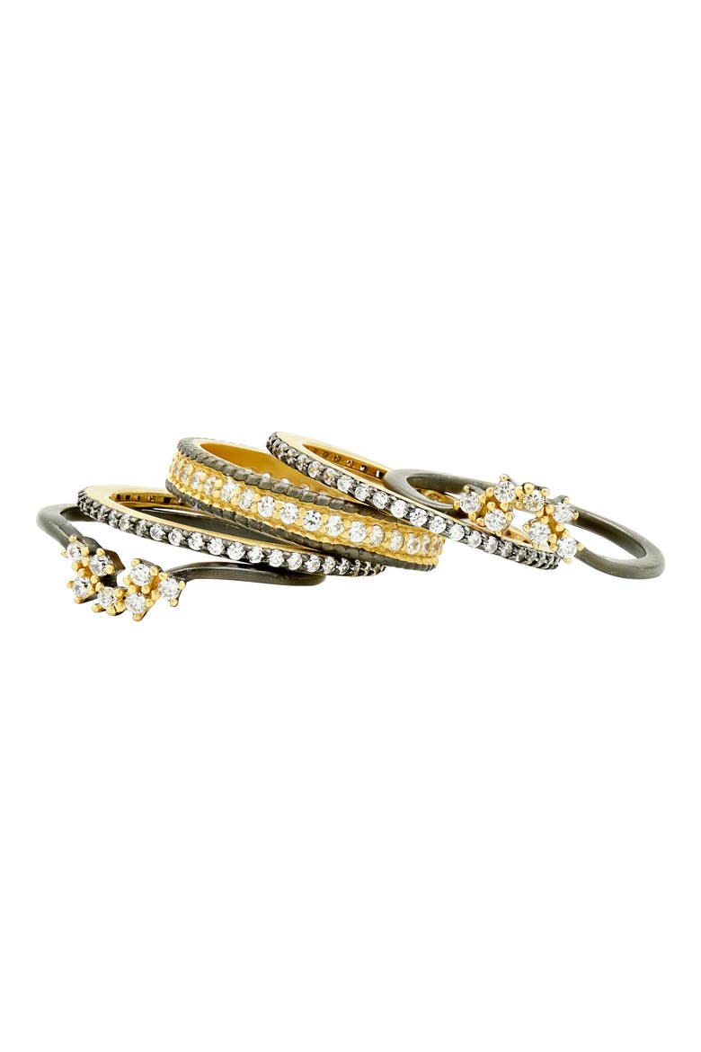 Double Helix Set of 5 Stacking Rings, Alternate, color, GOLD/ BLACK