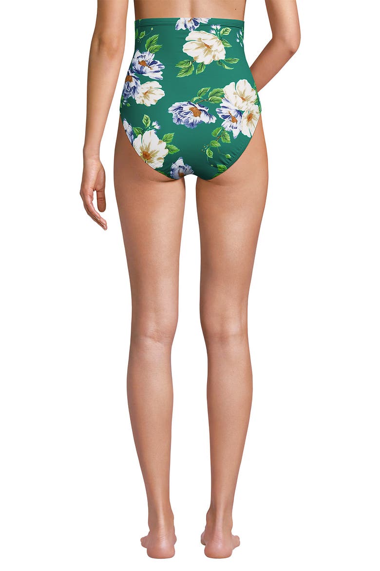 Slender Separates Ultra High Waisted Bikini Swim Bottoms, Alternate, color, Island Emerald Petunia Floral