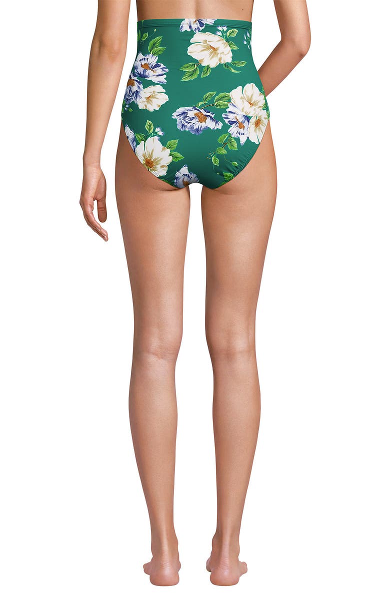 Lands' End Slender Separates Ultra High Waisted Bikini Swim Bottoms, Alternate, color, Island Emerald Petunia Floral