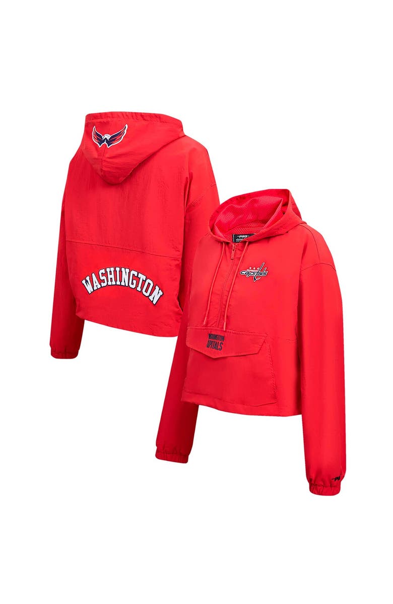 PRO STANDARD Women's Pro Standard Red Washington Capitals Classic Cropped Half-Zip Wind Jacket, Main, color, 