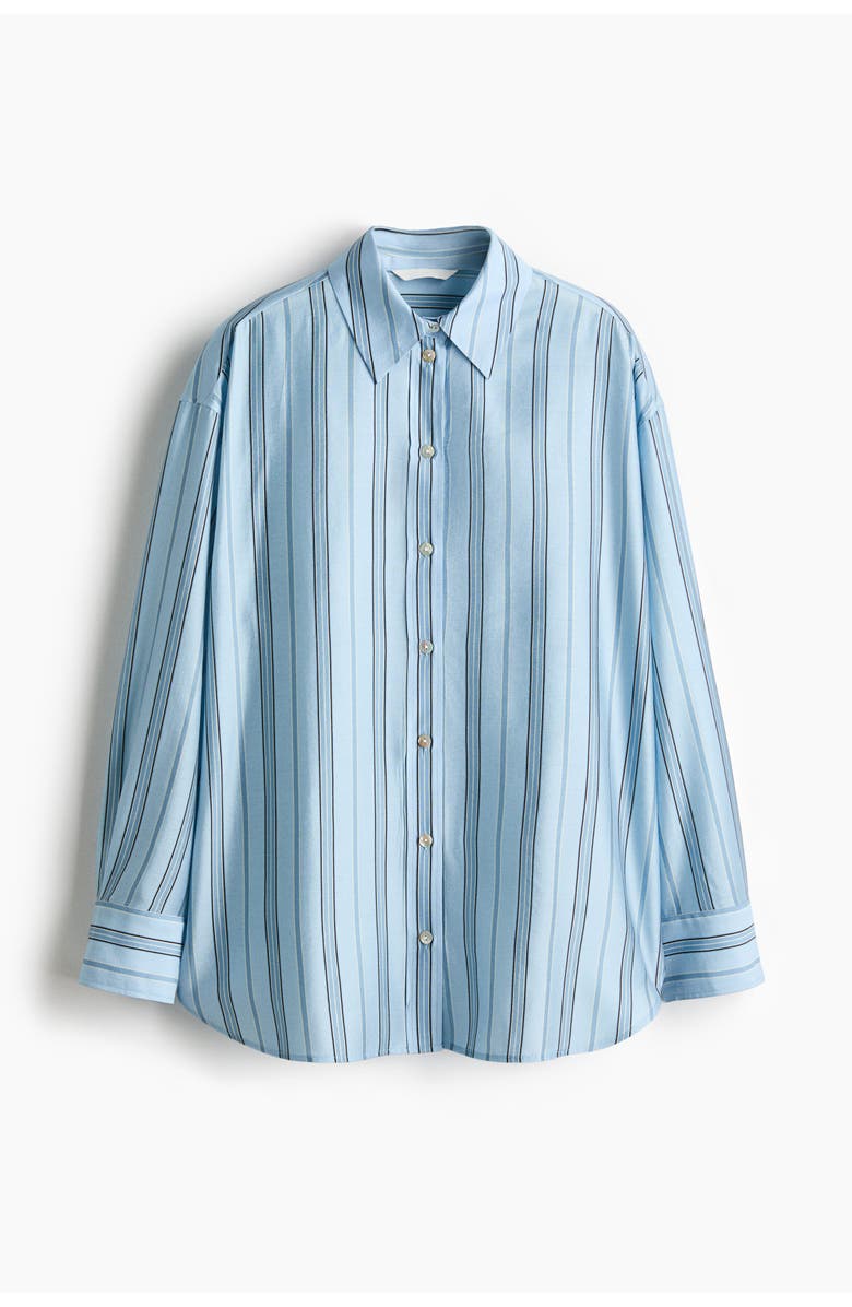H&M Oversized Shirt, Main, color, Light Blue/Striped