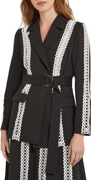 Misook Heritage Eyelet Lace Stripe Jacket