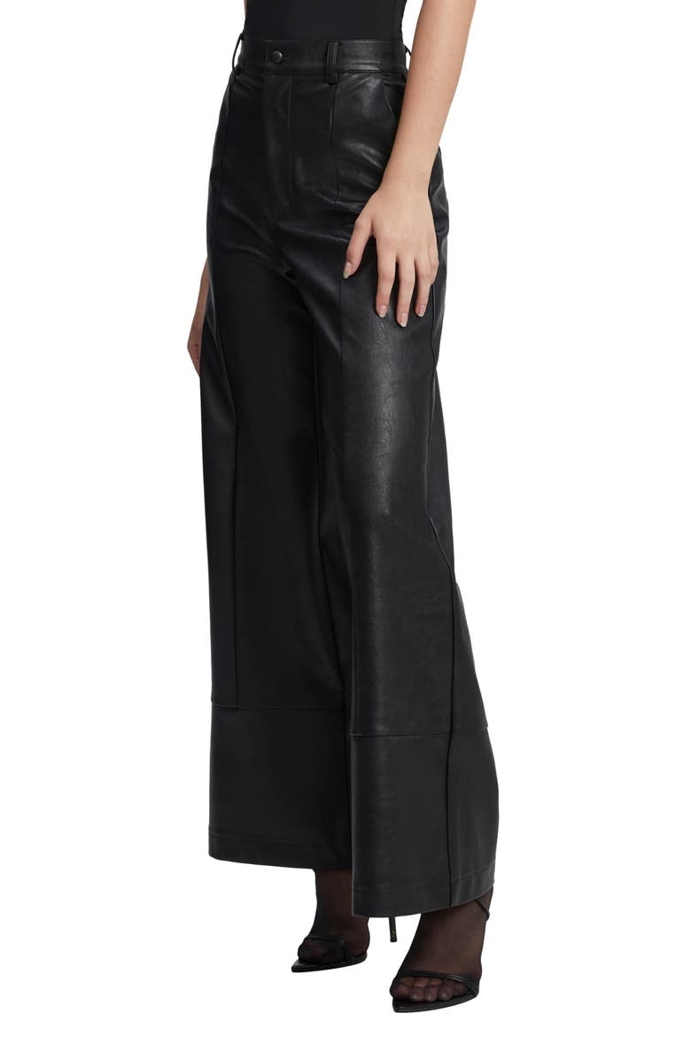 Marlowe Faux Leather Wide Leg Pants, Alternate, color, BLACK