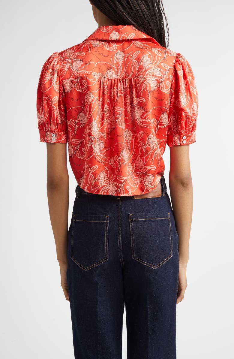 Cinq à Sept Abena Floral Puff Sleeve Tie Front Button-Up Shirt, Alternate, color, Bisou Multi