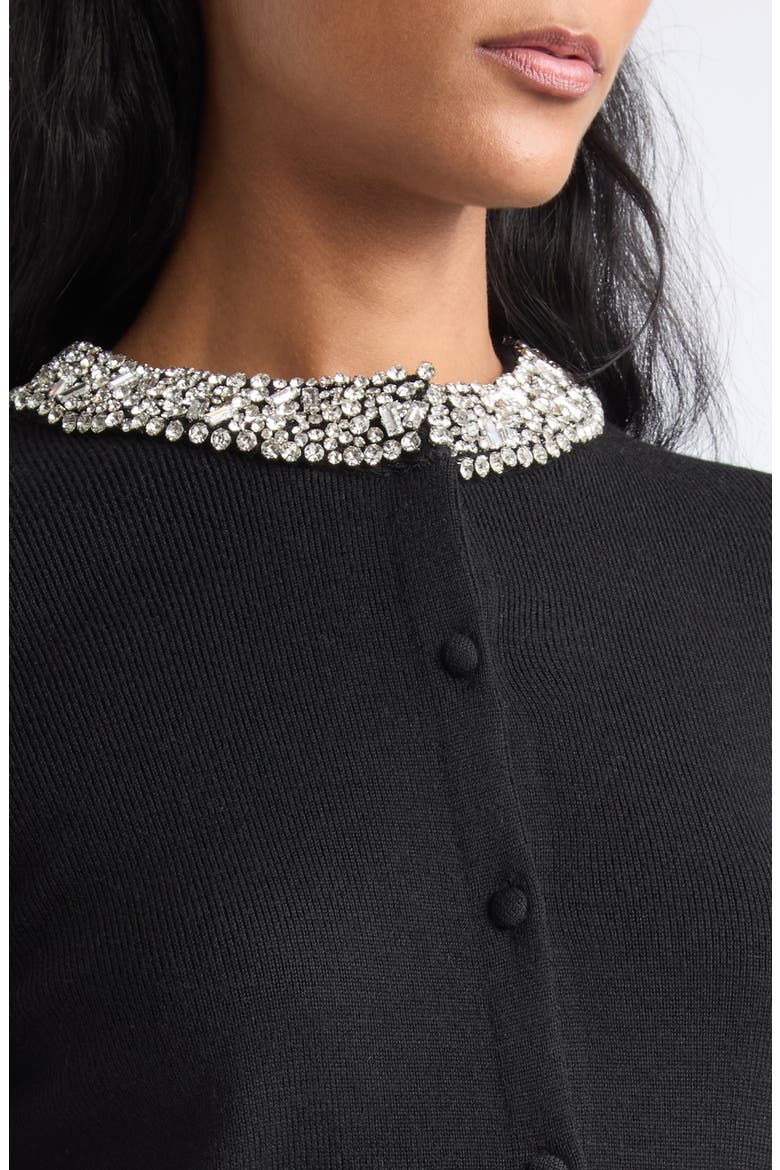 Daro Embellished Merino Wool Cardigan, Alternate, color, BLACK