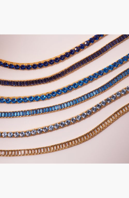 Aurate New York Lab Grown Aquamarine Tennis Bracelet In Gold