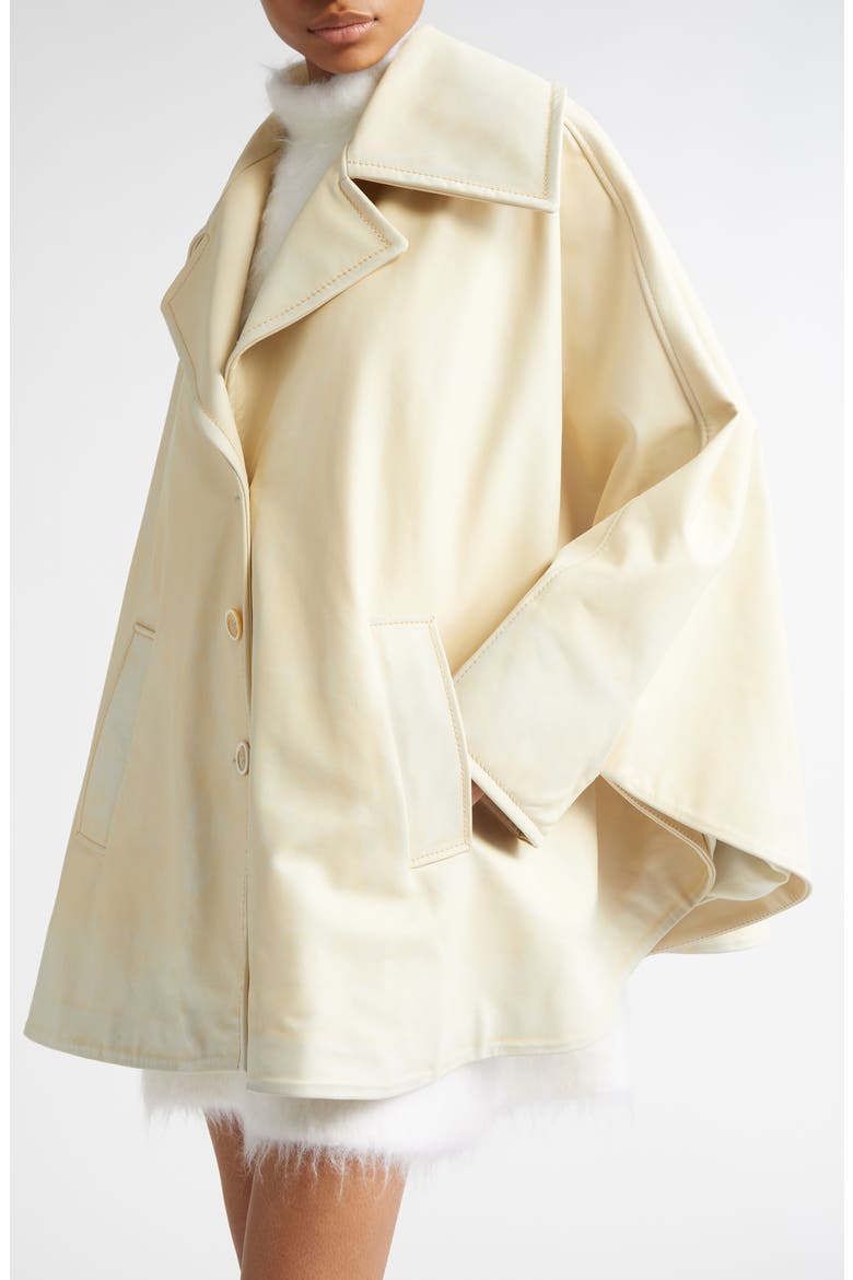 Printed Calfskin Leather Cape, Alternate, color, LIGHT TOPAZ