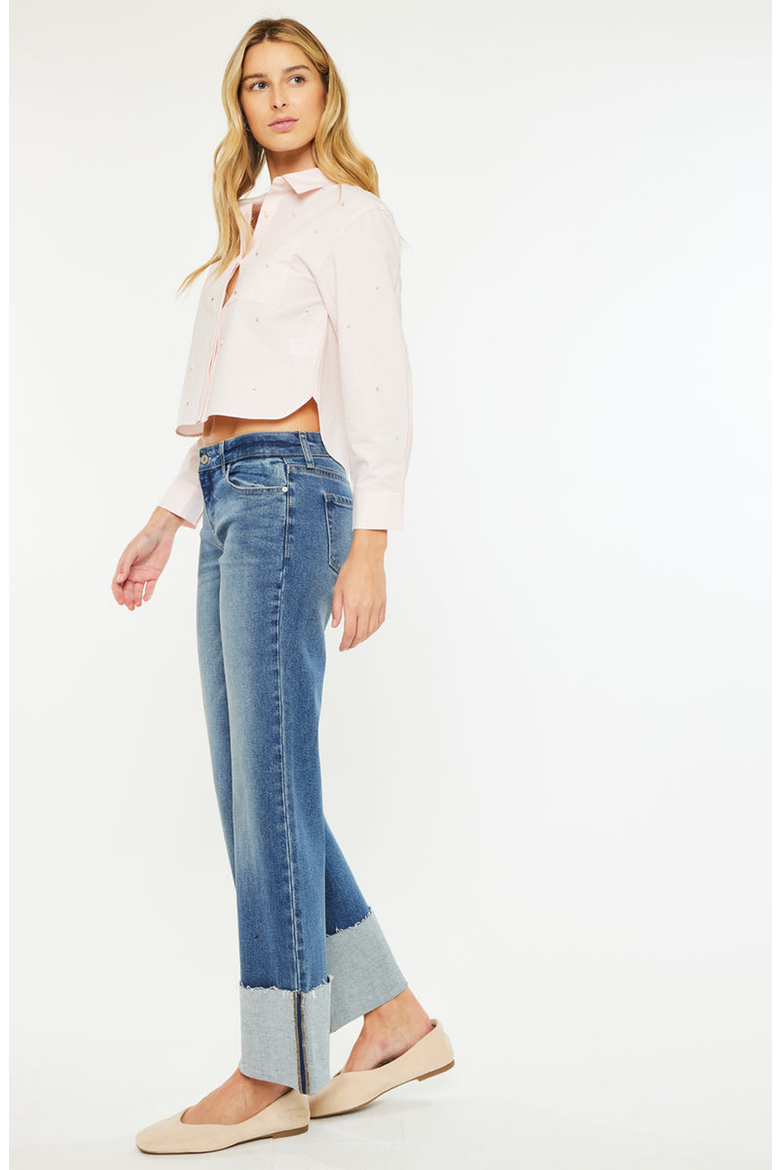 Sierra Mid Rise Wide Leg Jeans, Alternate, color, Dark Wash