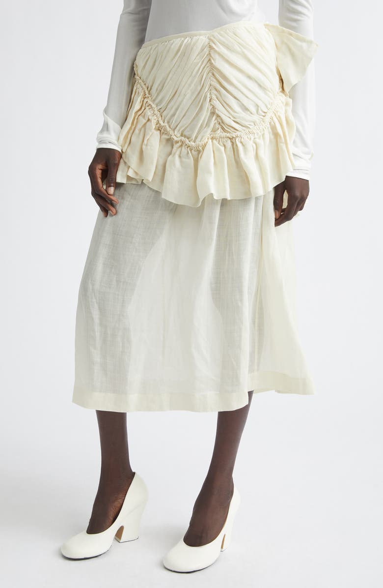 Dries Van Noten Shelby Ruffle Mousseline Convertible Skirt, Alternate, color, Ivory