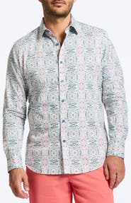 Robert Graham Gomera Tapestry Print Stretch Cotton Button-Up Shirt