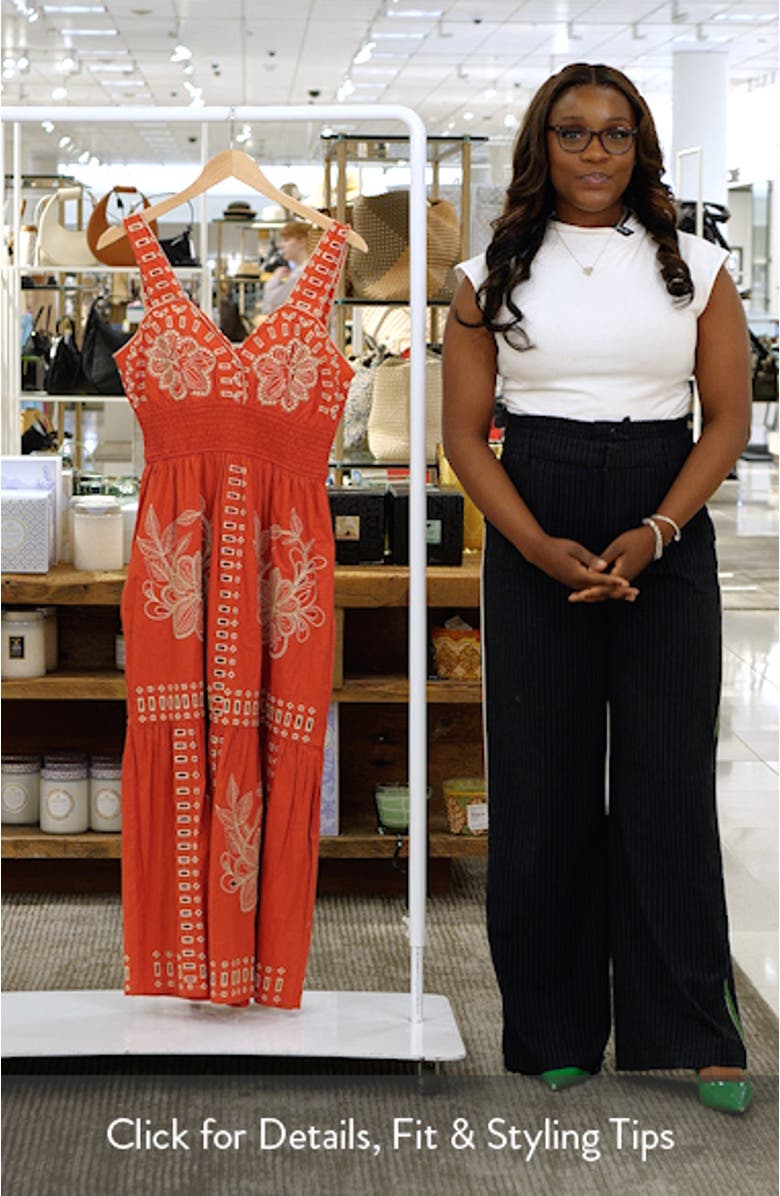 Fawn Eyelet Embroidered Smocked Waist Sundress, sales video thumbnail