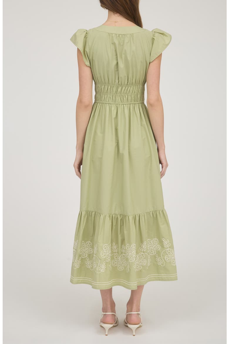 Ruffle Sleeve Midi Dress, Alternate, color, OLIVE
