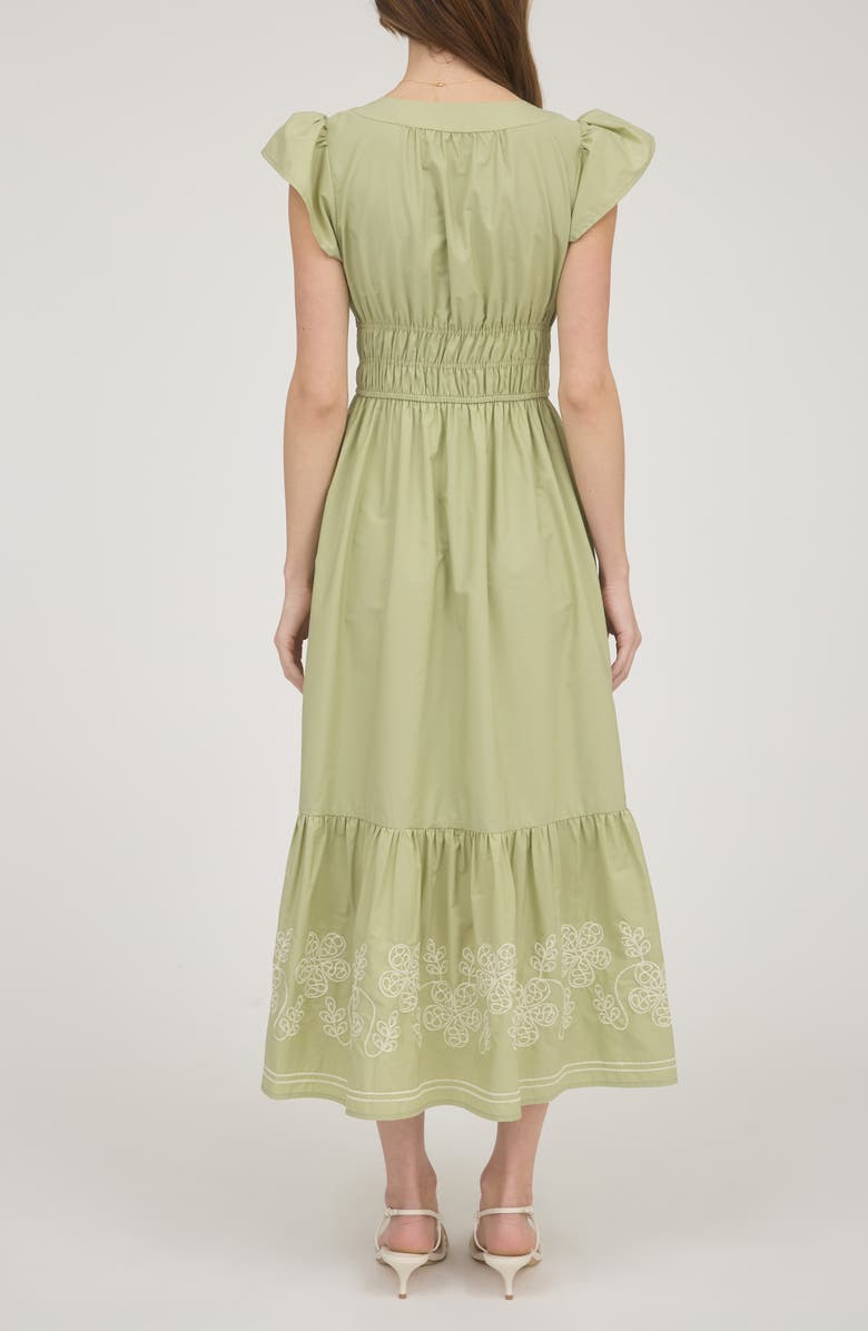 AUGUST SKY Ruffle Sleeve Midi Dress, Alternate, color, Olive