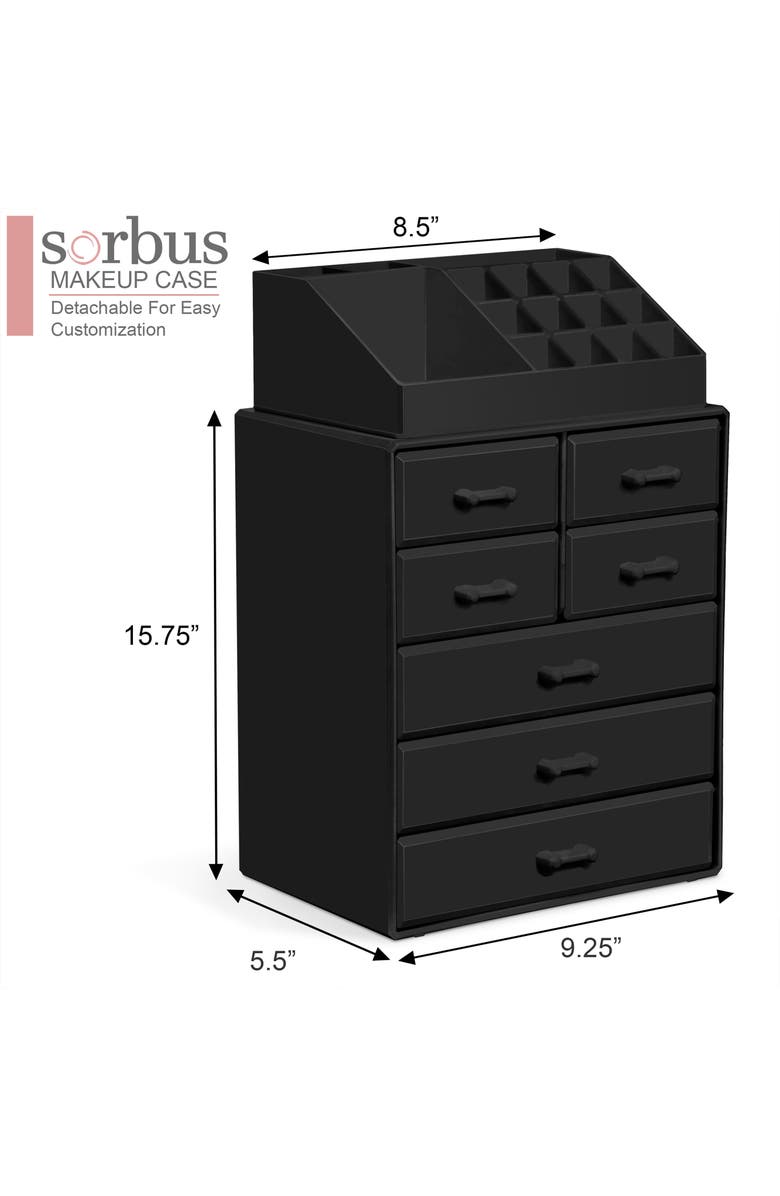 SORBUS 7-Drawer Makeup Organizer Case, Alternate, color, Black