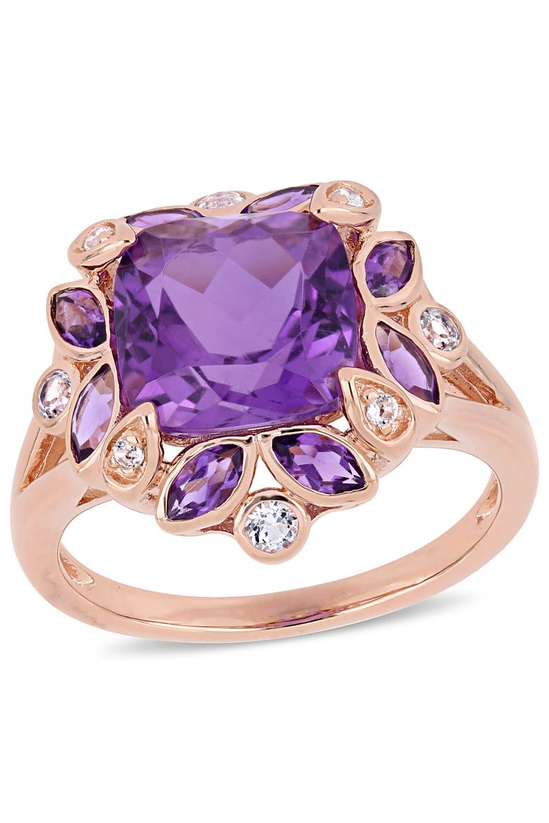 Amethyst & White Topaz Floral Ring, Main, color, Amethyst