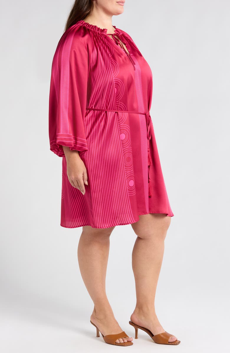 CIEBON Ritz Tie Waist Long Sleeve Satin Dress, Alternate, color, Magenta