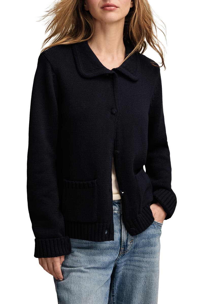Lucky Brand Cotton Cardigan, Main, color, Cadet Navy
